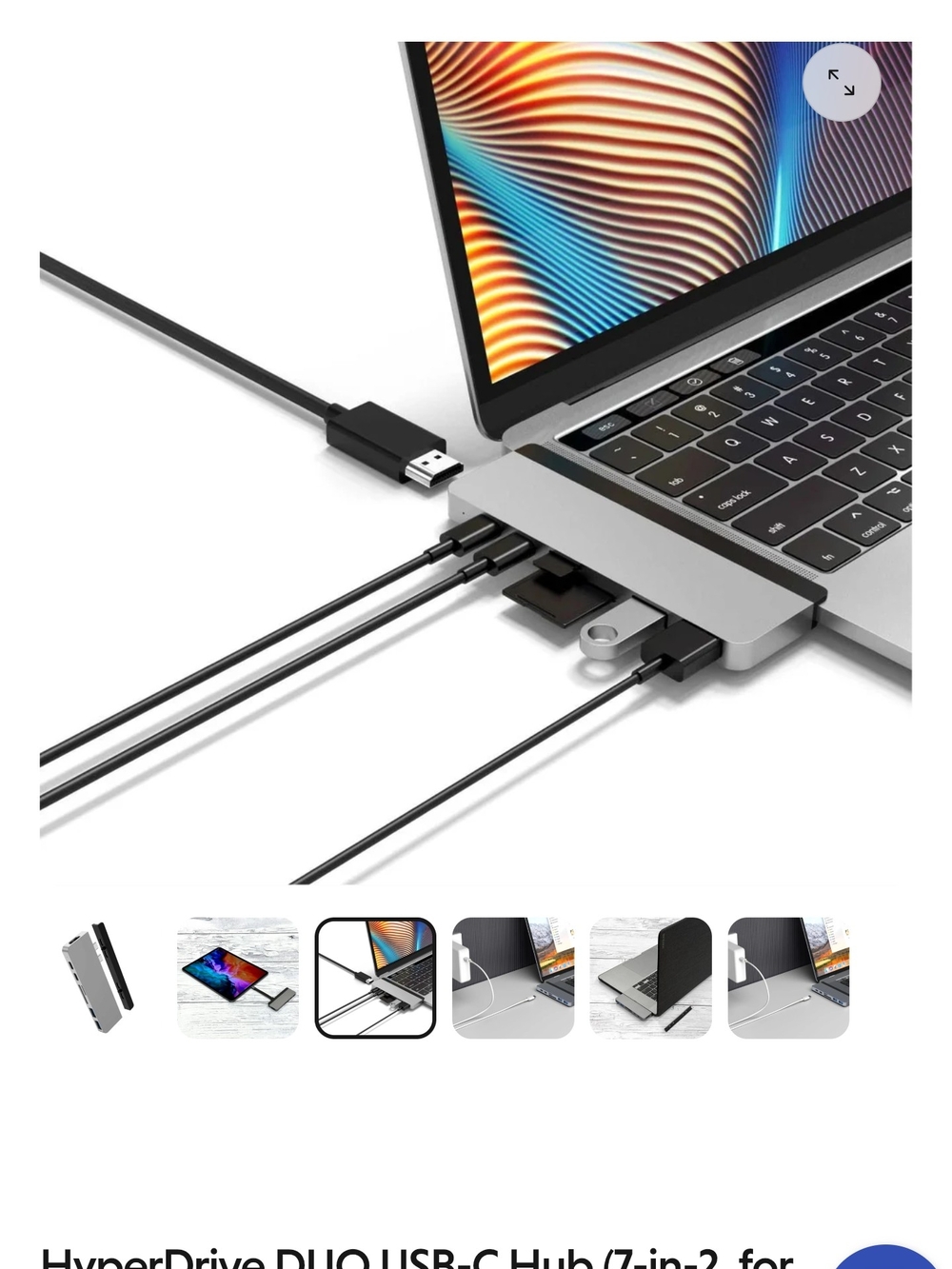 HYPERDRIVE USB-C Hub Adapter (Silver) - 7-in-2 Laptop Docking Station